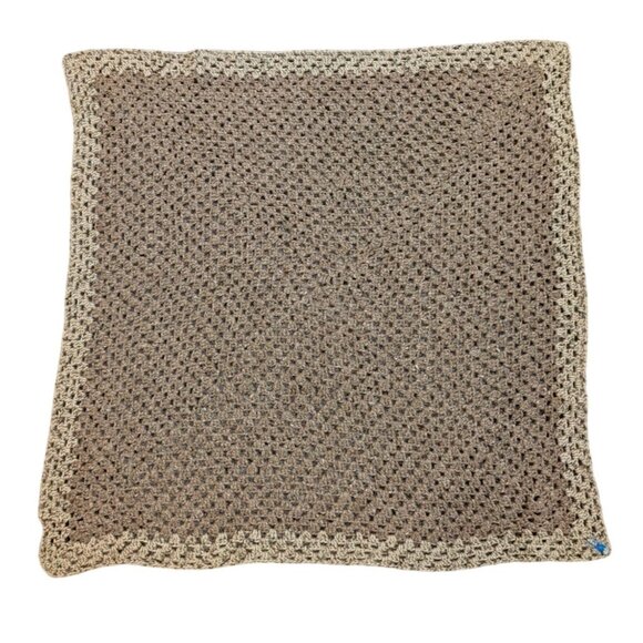 Crochet Afghan Wheelchair Lap Blanket Throw Brown Granny Square 36x36" Angel - Picture 2 of 5